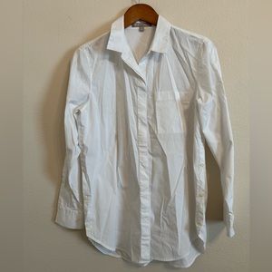 Athleta Womens Button Down Long Sleeve Shirt White Button Sides Sleeves Small